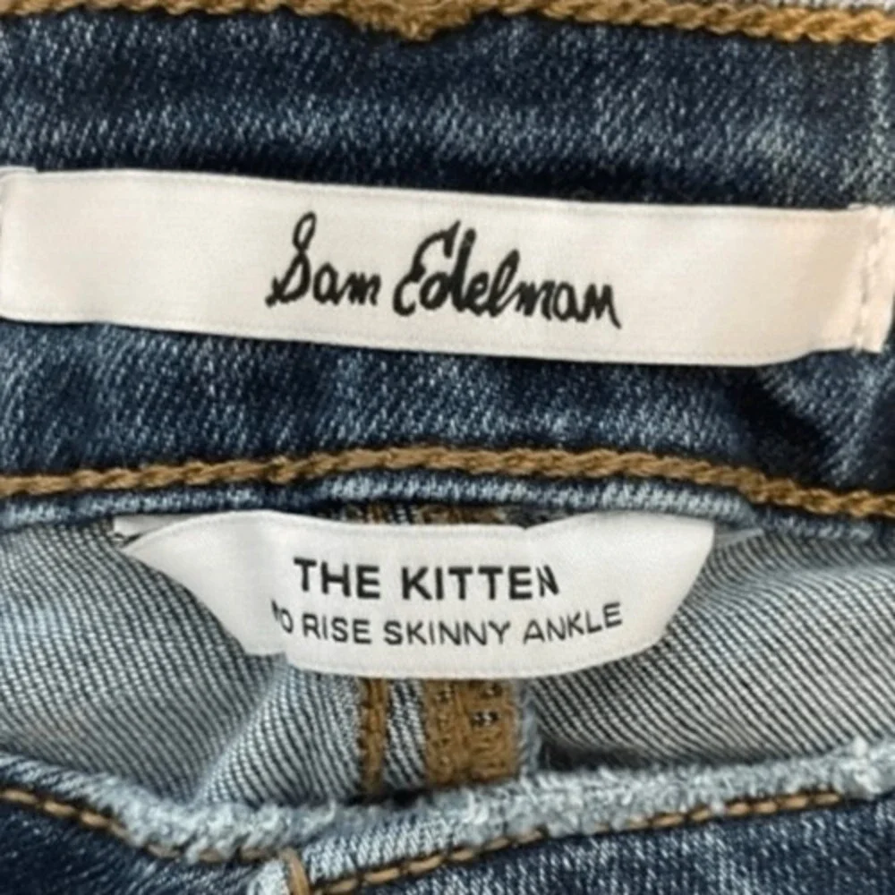 Sam Edelman The Kitten Jeans Blue Mid Rise Skinny Ankle Medium Wash Denim 27
